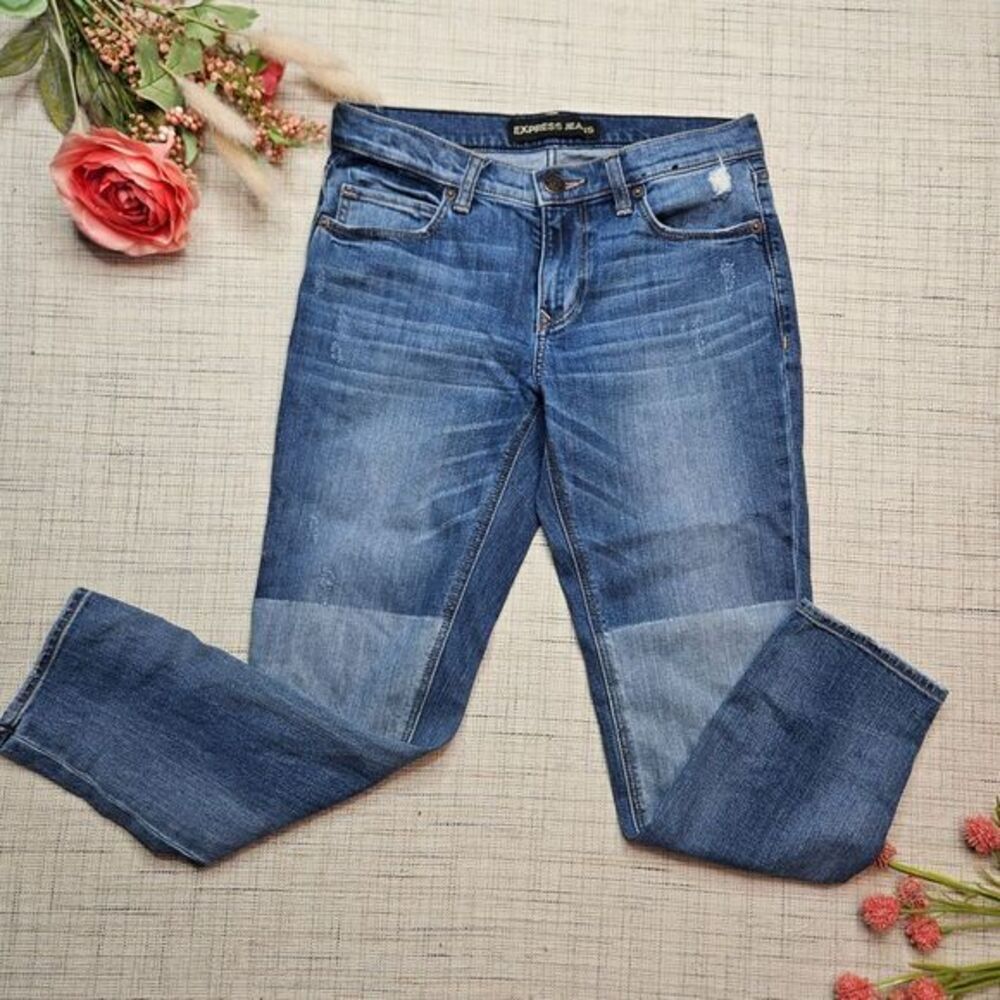 Express Girlfriend Medium Wash Denim Jeans Size 0